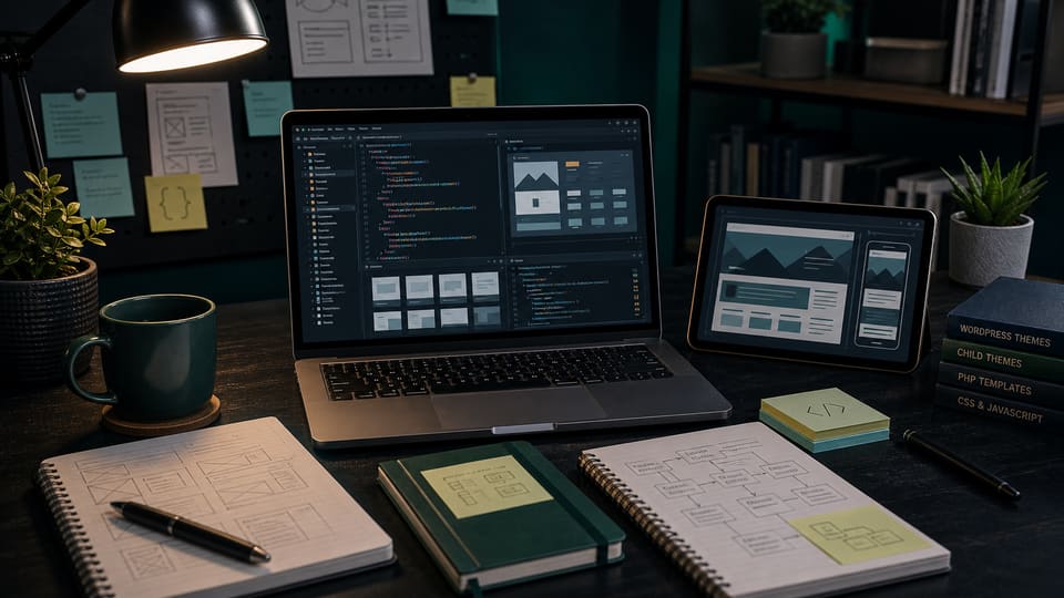 WordPress Themes hero photo showing technical website implementation work for custom wordpress theme development