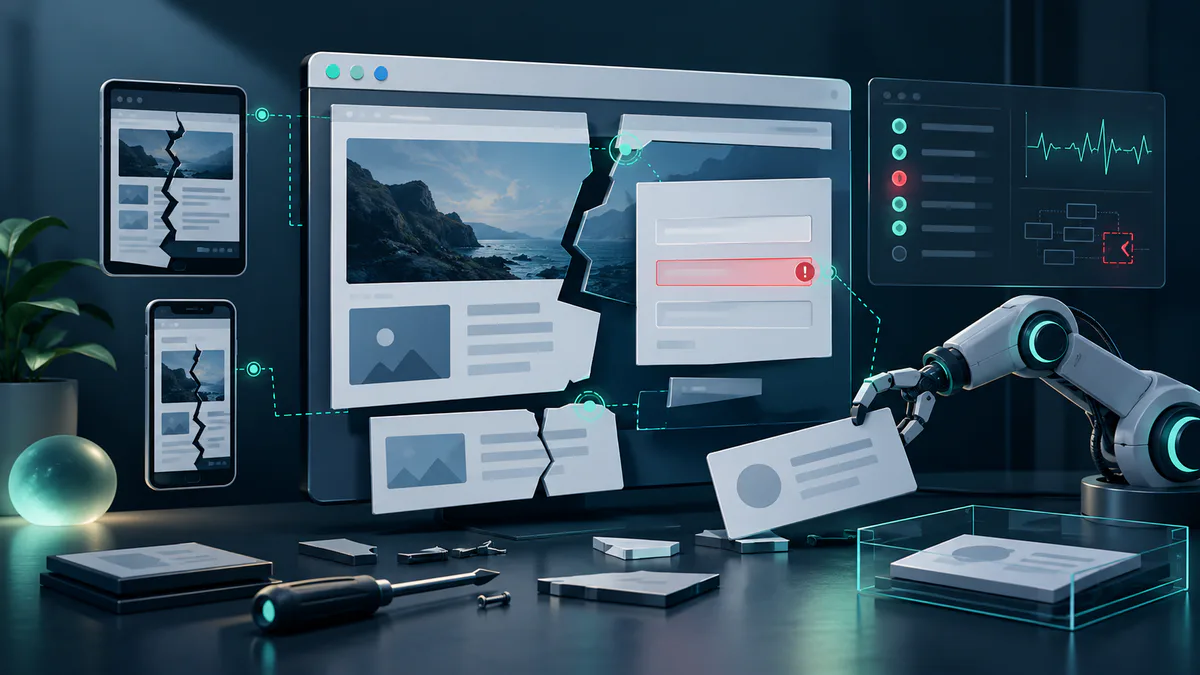 Broken website layouts and form errors being traced through a diagnostic interface