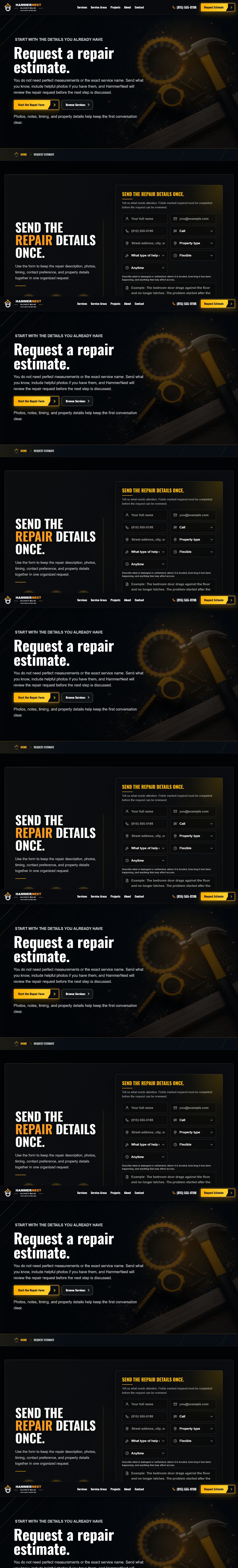 HammerNest live request estimate page screenshot on desktop